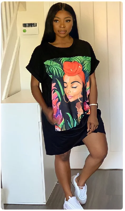 Senior Travelers Casual T-Shirt Dress - Black Trendy & Timeless Bags, Now On Sale