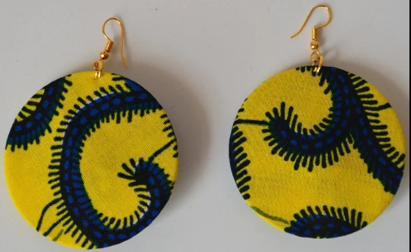 Hot Styles African Fabric Round Earrings - Yellow Luxury Bags, Budget Prices