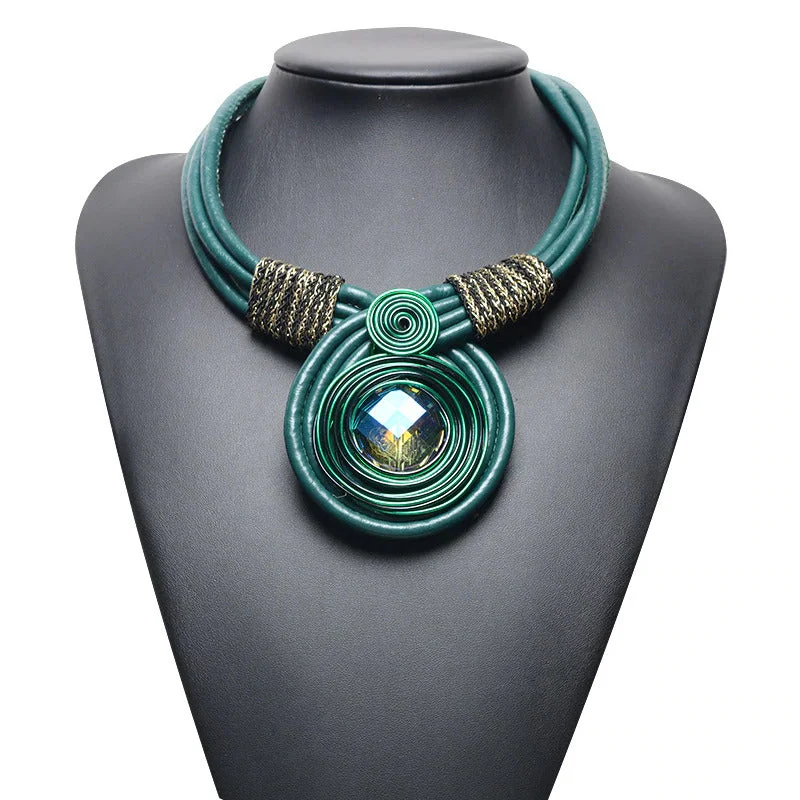 Fashion Sale Rope Choker Necklace - Green/Gold Carry Elegance For Less