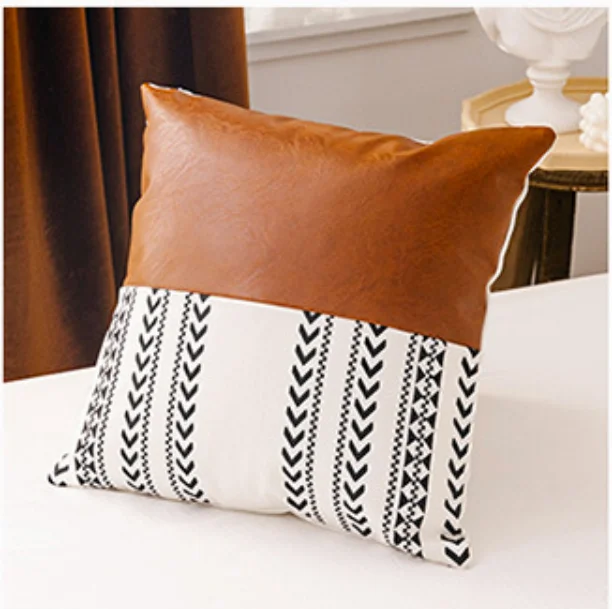 Imeless Style Leather and Mud Cloth Pattern Pillow Cover - Style B Classic Totes, Exclusive Deals Imeless Style Leather and Mud Cloth Pattern Pillow Cover - Style B Classic Totes, Exclusive Deals