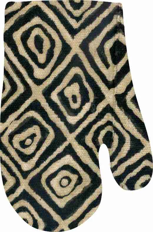 Valentine's Day Mudcloth Black Oven Mitt and Pot Holder Set Carry Elegance For Less