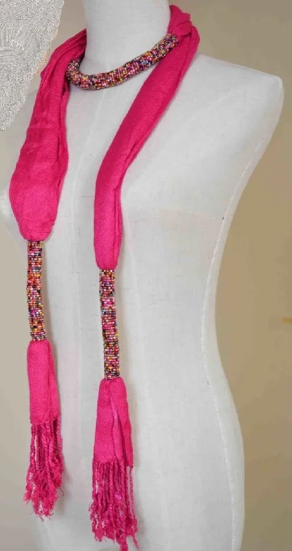 The Latest Fashion Trends African Beaded Scarf - Hot Pink Trendy Bags, Huge Savings