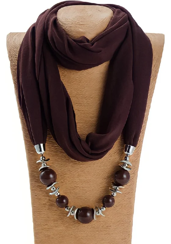 Best Sellers Beaded Scarf Necklace - Brown Classic And Modern Handbags Now More Affordable