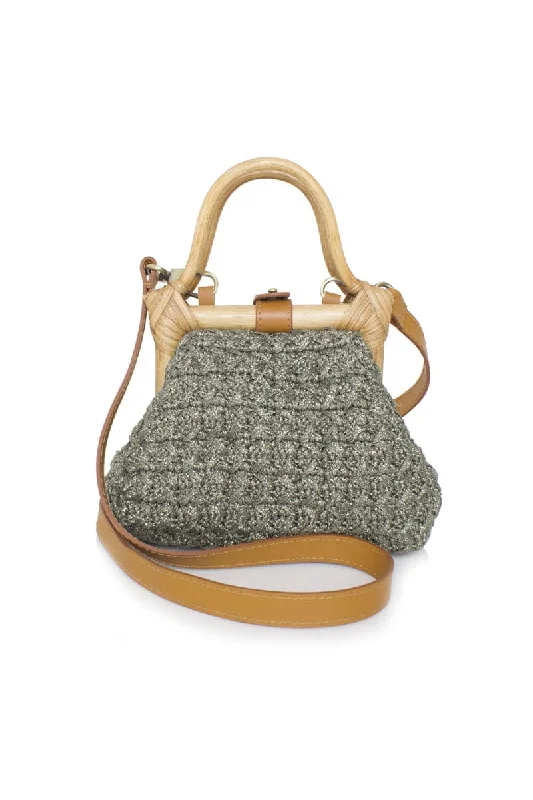 Sporty Fashion Offers METALLIC KHAKI CROCHET NANO SHOULDER BAG Designer Bags At Exclusive Clearance Prices Sporty Fashion Offers METALLIC KHAKI CROCHET NANO SHOULDER BAG Designer Bags At Exclusive Clearance Prices