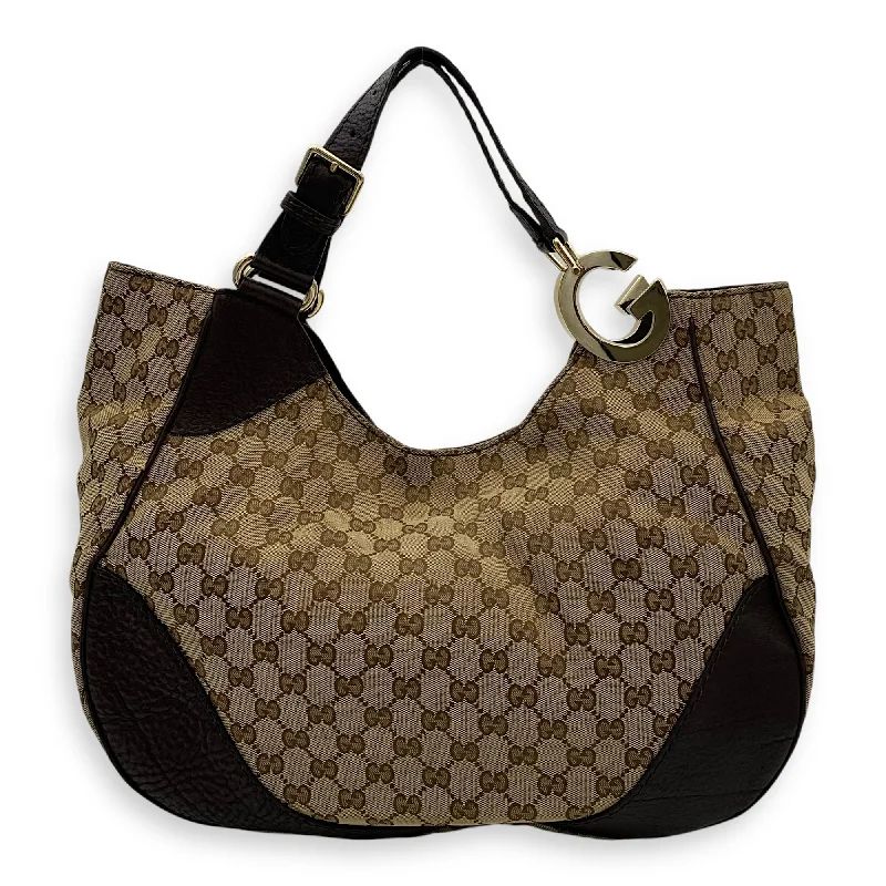 Inspired Bags For Modern Sophistication Charlotte Shoulder Bag Brown in Canvas, Diamond hardware Designer Bags, Low Prices Inspired Bags For Modern Sophistication Charlotte Shoulder Bag Brown in Canvas, Diamond hardware Designer Bags, Low Prices