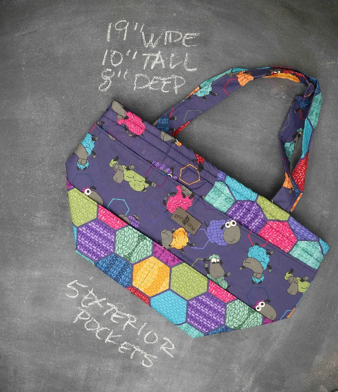 Fashion Sale Barrel Tote Bag in Stitchy-Hexi Sheeple Everyday Bags, Budget-Friendly Fashion Sale Barrel Tote Bag in Stitchy-Hexi Sheeple Everyday Bags, Budget-Friendly