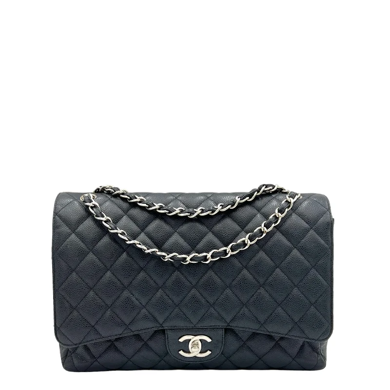 Luxury Fashion Classic Maxi Black Shoulder Bag in Caviar Leather, Silver hardware Trendy Purses, Limited Offer Luxury Fashion Classic Maxi Black Shoulder Bag in Caviar Leather, Silver hardware Trendy Purses, Limited Offer