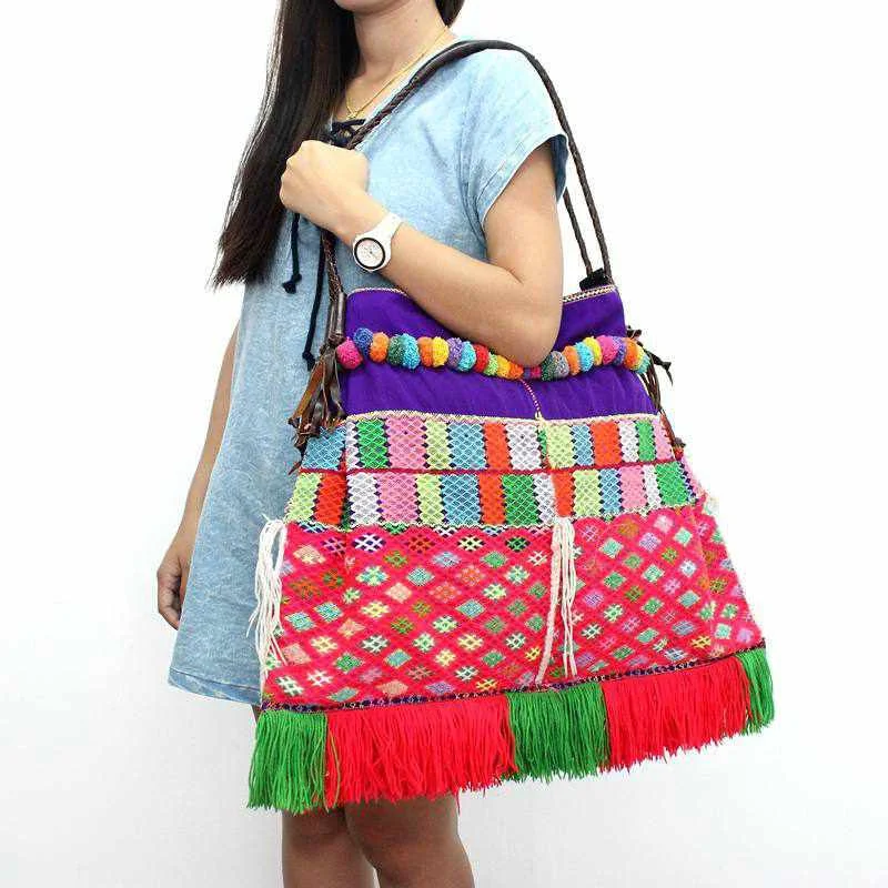 Casual Fashion Karen Hilltribe Embroidered Tote | Shoulder Handbag - Thailand Fashionable Handbags At Must-Have Prices Casual Fashion Karen Hilltribe Embroidered Tote | Shoulder Handbag - Thailand Fashionable Handbags At Must-Have Prices