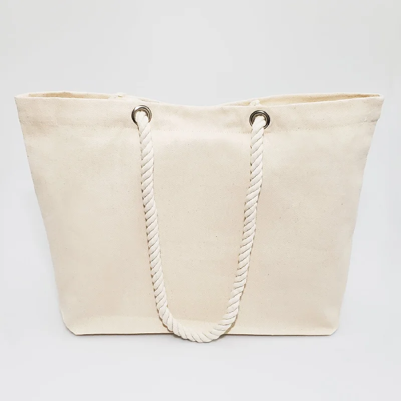 Discount Extravaganza 48 ct Large Canvas Beach Tote Bag with Fancy Rope Handles - By Case Stylish Handbags With Exclusive Online Discounts Discount Extravaganza 48 ct Large Canvas Beach Tote Bag with Fancy Rope Handles - By Case Stylish Handbags With Exclusive Online Discounts