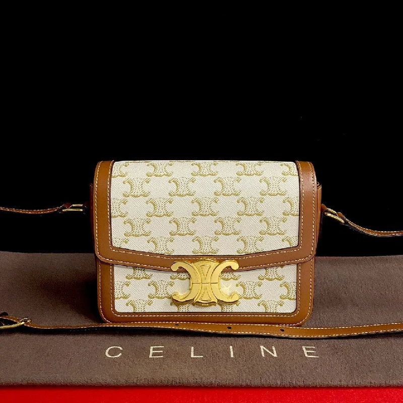 Summer Fashion Celine Teen Triomphe Leather Shoulder Bag Brown Ivory Chic Shoulder Bags At Promotional Rates Summer Fashion Celine Teen Triomphe Leather Shoulder Bag Brown Ivory Chic Shoulder Bags At Promotional Rates