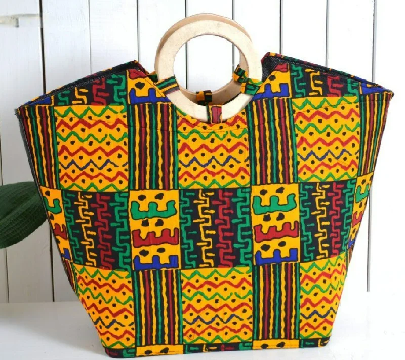 Bags With Tsa-Approved Features Tribal Print Handbag w/ Wooden Handles (Kente Fabric) High-End Bags, Low-End Prices Bags With Tsa-Approved Features Tribal Print Handbag w/ Wooden Handles (Kente Fabric) High-End Bags, Low-End Prices