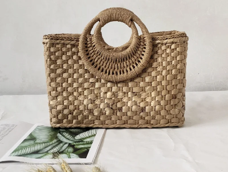 Shop The Hottest Deals Woven Rope Handbag - Tan Designer-Inspired Bags, Best Prices