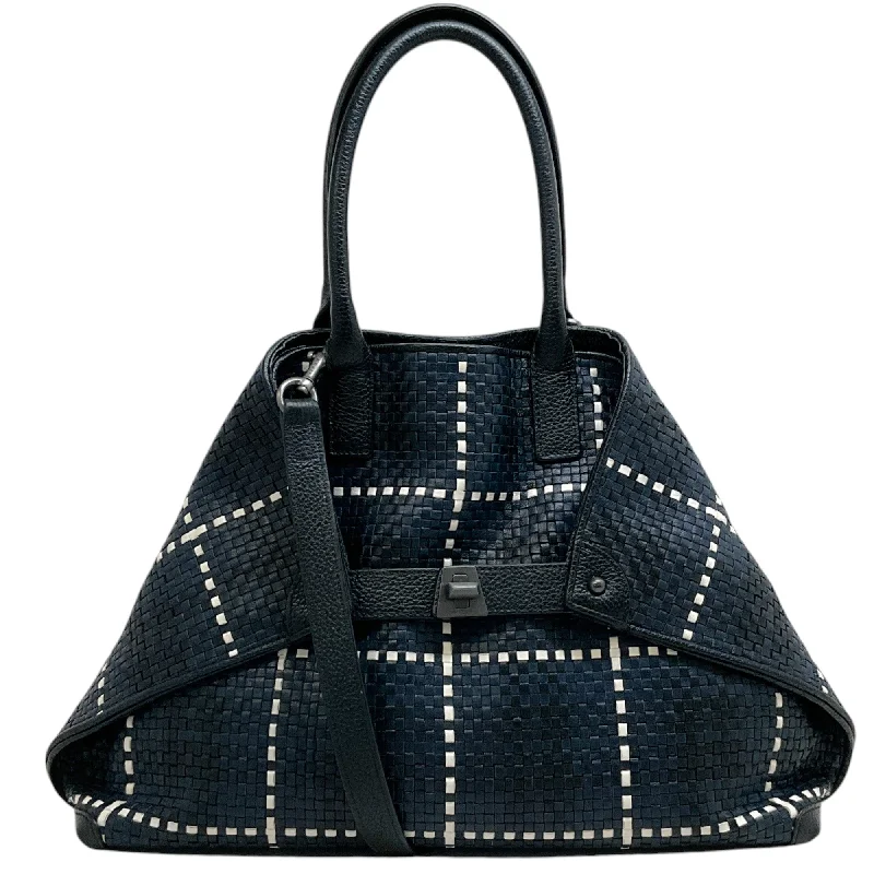 Catch Every Fashion Trend Akris Navy / Black / White Woven Leather Bag Classic And Modern Handbags Now More Affordable