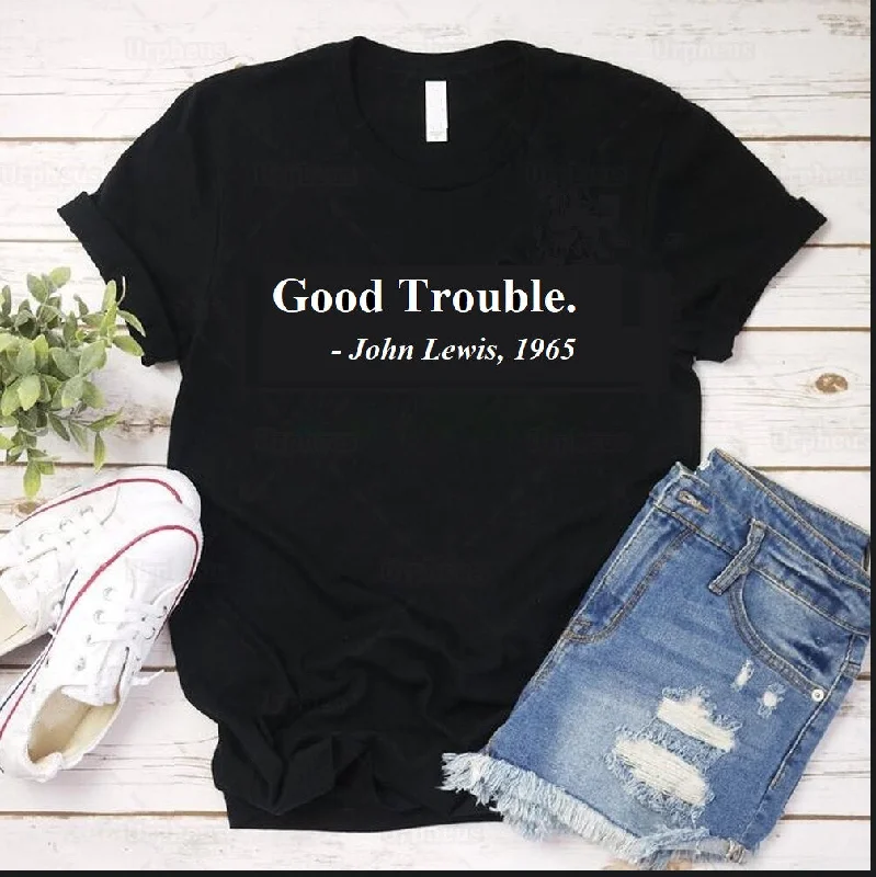 Luxury Bags For Professionals With Discounts Good Trouble T-shirt - Black (Unisex) Trendy Backpacks, Huge Markdowns Luxury Bags For Professionals With Discounts Good Trouble T-shirt - Black (Unisex) Trendy Backpacks, Huge Markdowns