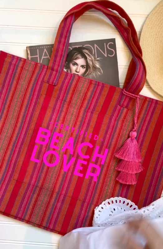 Designer Bags For Luxury Collectors Pink Happy Stripe Everything Bag - Neon Pink Matte Certified Beach Lover Grab Stylish Bags Before They're Gone Designer Bags For Luxury Collectors Pink Happy Stripe Everything Bag - Neon Pink Matte Certified Beach Lover Grab Stylish Bags Before They're Gone