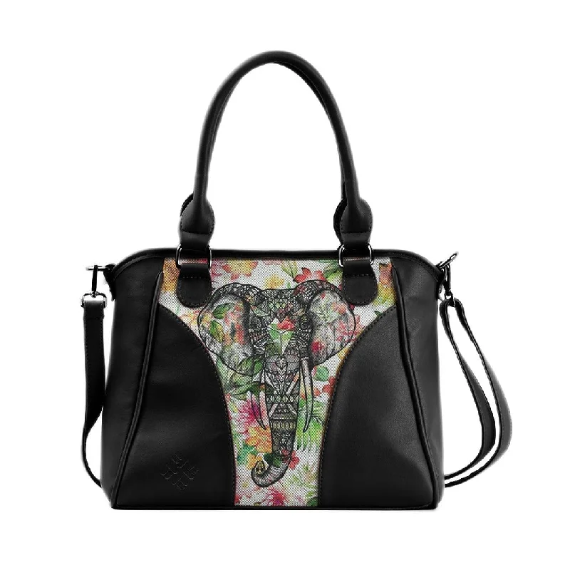 The Good Stuff Black Ladies Handbag Elephant Sketch Affordable Elegance With High-Quality Bags