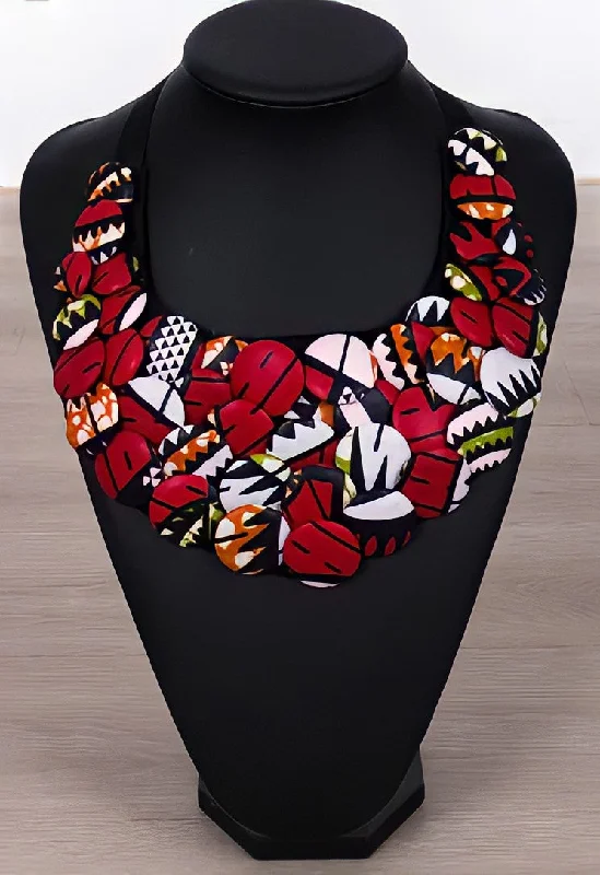 Contemporary Casual Deals Kitenge Button Necklace - Red Luxury Totes, Affordable Prices Contemporary Casual Deals Kitenge Button Necklace - Red Luxury Totes, Affordable Prices