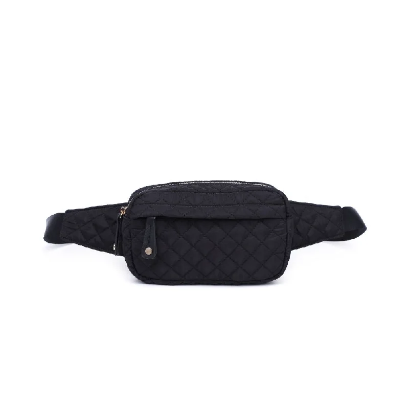 Teo Quilted Nylon Fanny Pack Belt Bag- Black Statement Bags, Shop Today