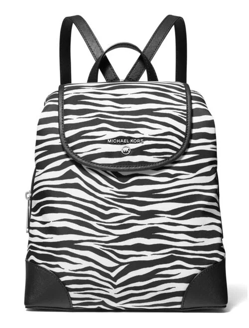 Michael Kors Raven Medium Black White Leather Backpack Designer Bags, Low Prices