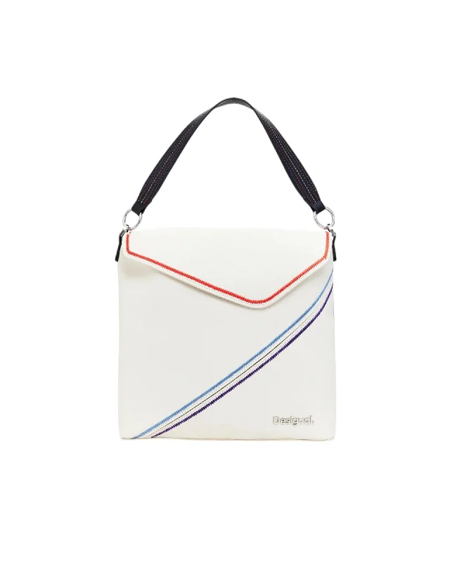 Desigual Women's Envelope Bag with Embroidered Stripes White Timeless Handbags Now At Special Discounts Desigual Women's Envelope Bag with Embroidered Stripes White Timeless Handbags Now At Special Discounts