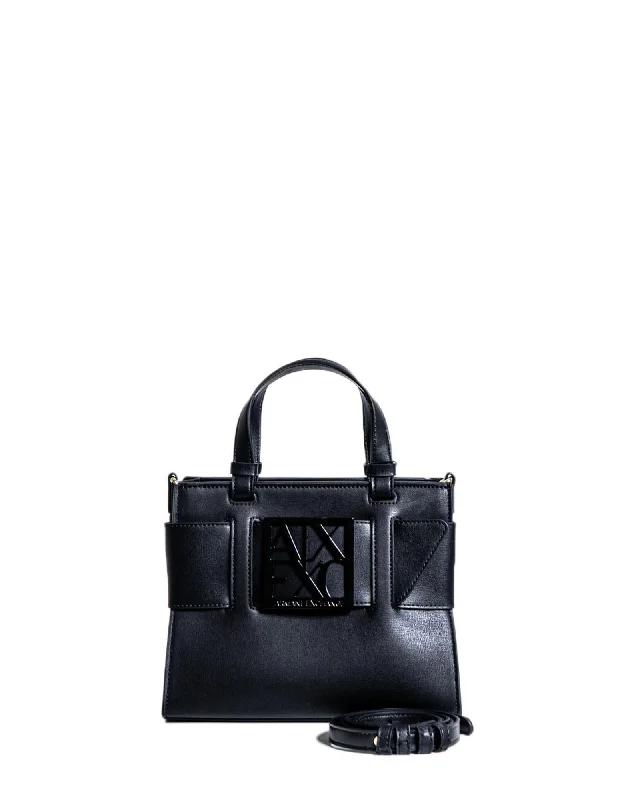 Armani Exchange  952538 9A221 Black Leather Top Handle Handbag Chic Bags, Shop Now