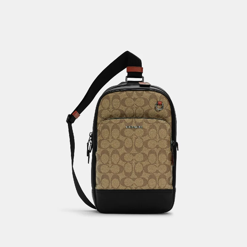 Coach Outlet Graham Pack In Colorblock Signature Canvas Premium Bags, Special Prices