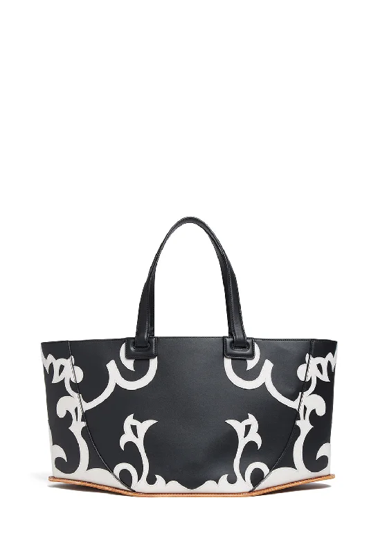 Coyote Flame Tote Bag in Black & Ivory Leather Handbag Deals You'll Love