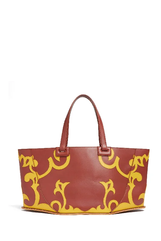 Coyote Flame Tote Bag in Rust & Yellow Leather The Bag Sale You've Been Waiting For Is Here Coyote Flame Tote Bag in Rust & Yellow Leather The Bag Sale You've Been Waiting For Is Here