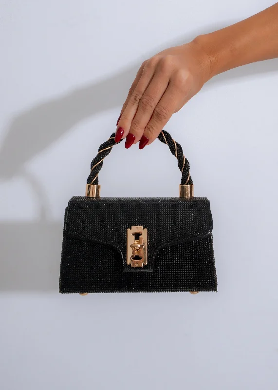 Glamour Twist Rhinestone Handbag Black Seasonal Sale On Trendy Handbags