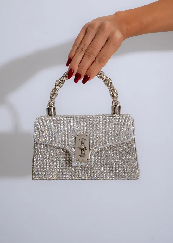 Glamour Twist Rhinestone Handbag Silver Classic Totes At Unbeatable Deals