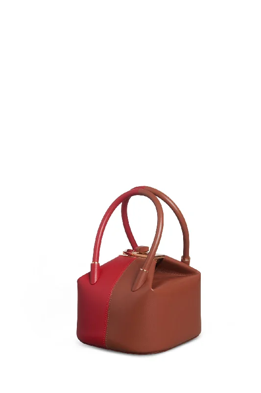 Mini Baez Bag in Cognac & Red Nappa Leather Trendy Bags, Huge Savings