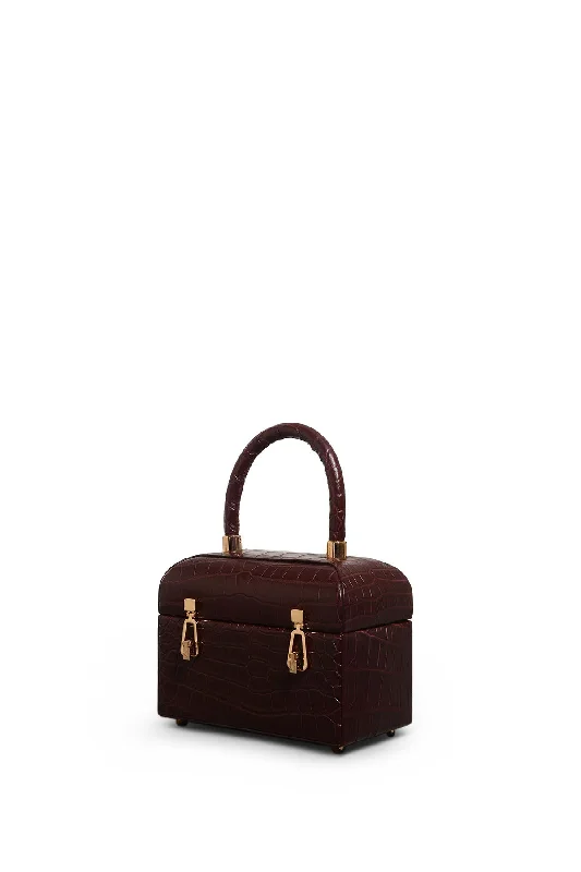 Patsy Bag in Bordeaux Crocodile Leather Fashion Bags, Limited Offer