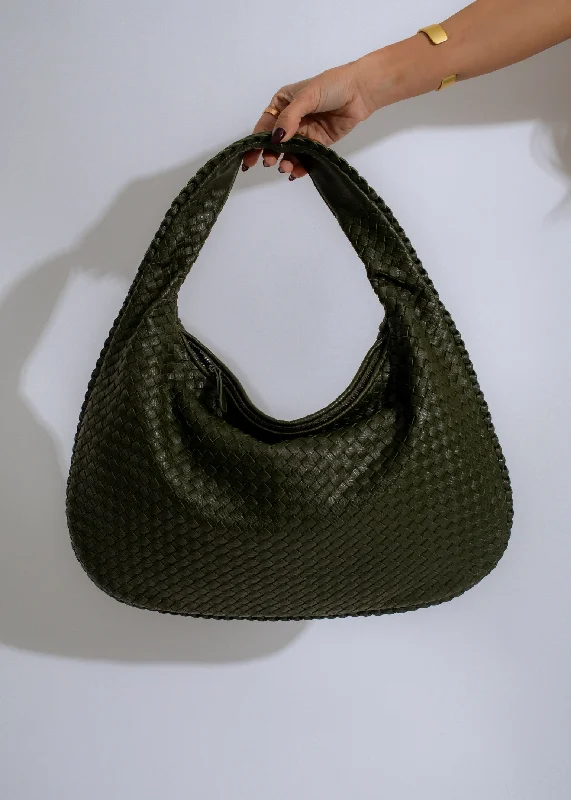 Serenade Woven Hobo Handbag Green Stylish Totes, Exclusive Savings