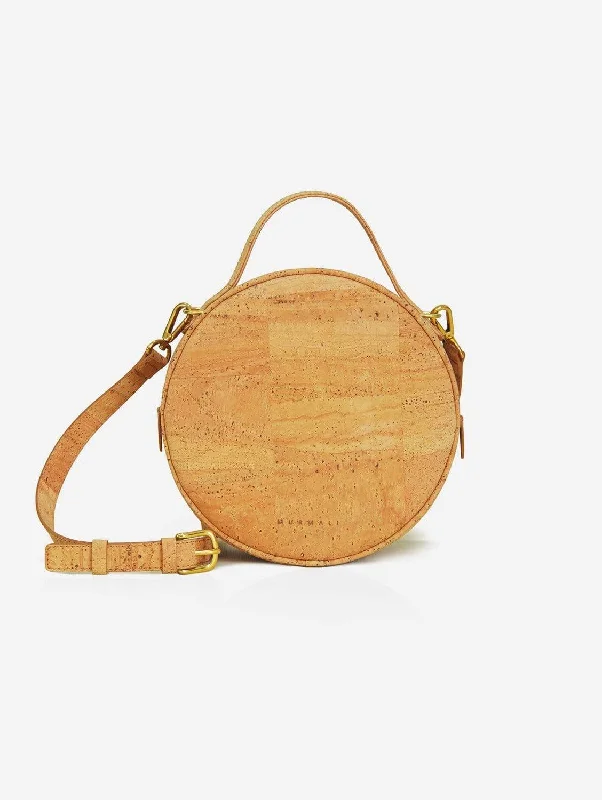 Beta Handcrafted Cork Vegan Round Shoulder Bag | Natural Timeless Bags, Flash Sale