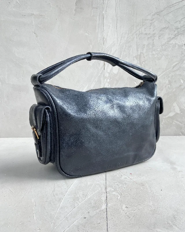 MIU MIU 2000'S BLACK LEATHER MULTI-POCKET SHOULDER BAG Statement Bags With Exclusive Savings