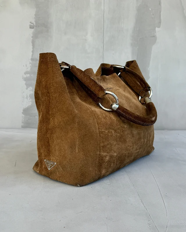 PRADA LEATHER SUEDE & CHROME SHOULDER BAG Luxury Bags, Budget Prices