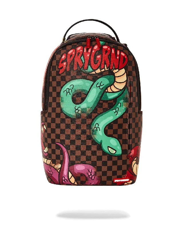 Sprayground Backpack STREET ART SNAKE SIP BACKPACK Brown Premium Handbags At Exclusive Prices