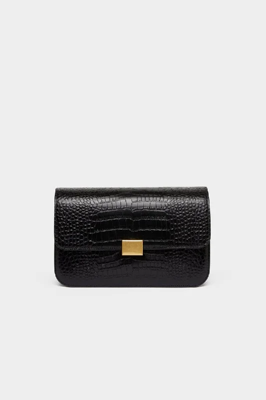 THE CLASSIC SHOULDER BAG - BLACK MOCK PRINT High-End Bags, Low-End Prices