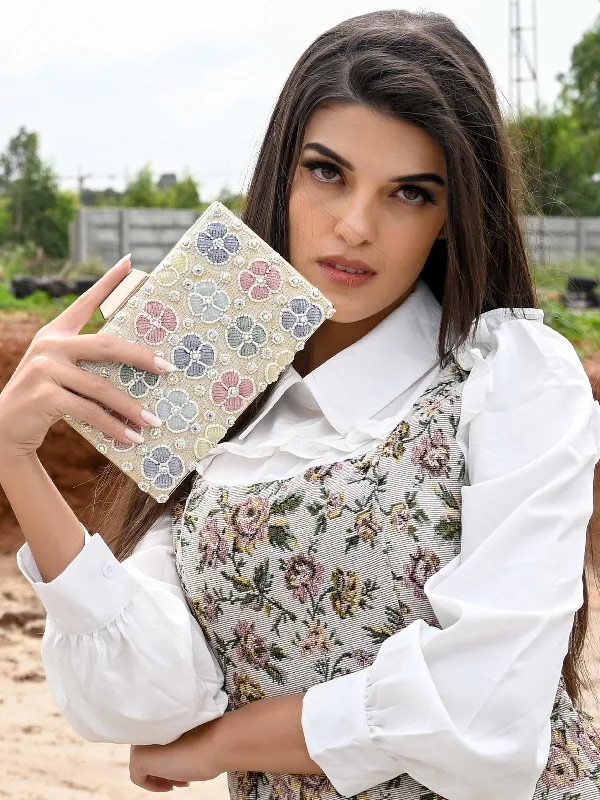 Odette Women Awe-Inspiring Cream Clutch Bag Grab Stylish Bags Before They're Gone