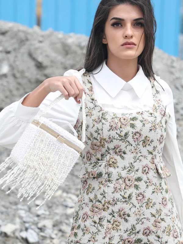 Odette Women Awe-Inspiring White Clutch Box Bag Chic Crossbody Bags, Limited Offers