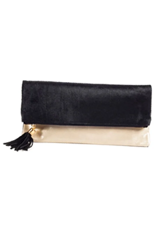 Cece Black Hair on Hide Reversible to Metallic Gold Suede Foldover Clutch Stylish Bags At Unbeatable Prices Cece Black Hair on Hide Reversible to Metallic Gold Suede Foldover Clutch Stylish Bags At Unbeatable Prices