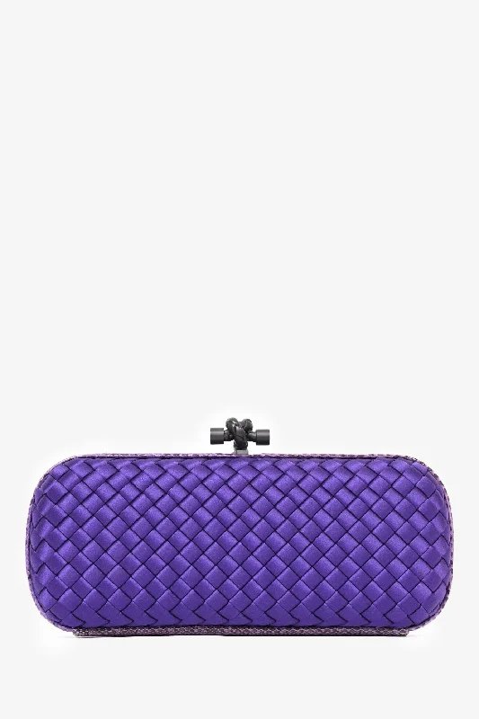 Bottega Veneta Purple Silk Python Trimmed Knot Clutch The Best Handbag Offers Are Here