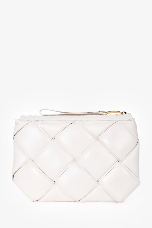 Bottega Veneta White Leather Maxi Intrecciato Padded Clutch Trendy Purses With Limited-Time Offers Bottega Veneta White Leather Maxi Intrecciato Padded Clutch Trendy Purses With Limited-Time Offers