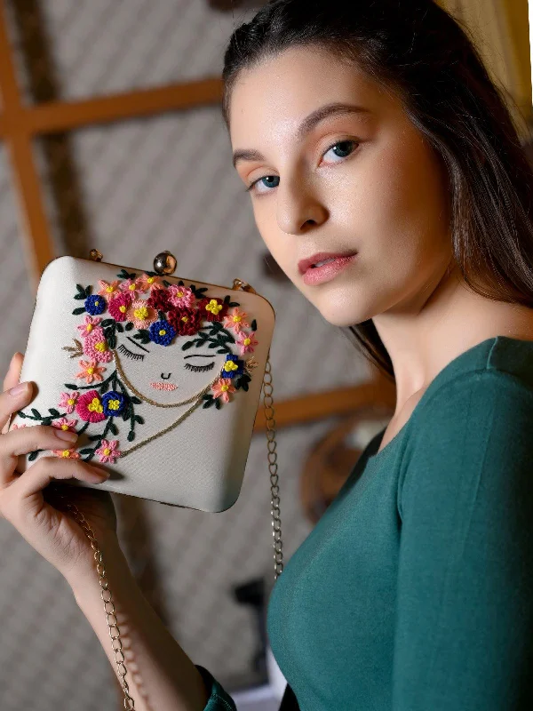 Odette Women Elegant Square Shape Handcrafted Off White Clutch! Designer Bags At Exclusive Clearance Prices Odette Women Elegant Square Shape Handcrafted Off White Clutch! Designer Bags At Exclusive Clearance Prices
