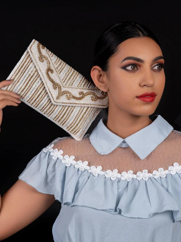 Odette Women White Graceful Envelope Clutch! The Best Handbag Sale Of The Season