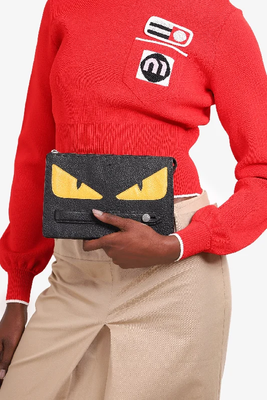 Fendi Black Leather Monster Clutch High-End Handbags At Affordable Prices