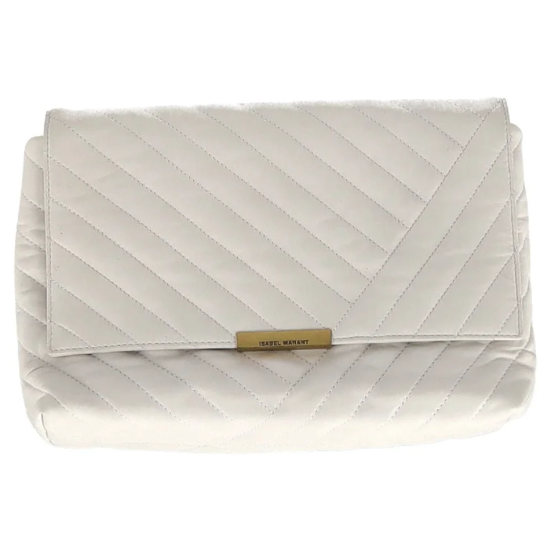 Isabel Marant Ladill Quilted Flap Shoulder Bag in White Leather Stylish Totes With Special Discounts Isabel Marant Ladill Quilted Flap Shoulder Bag in White Leather Stylish Totes With Special Discounts