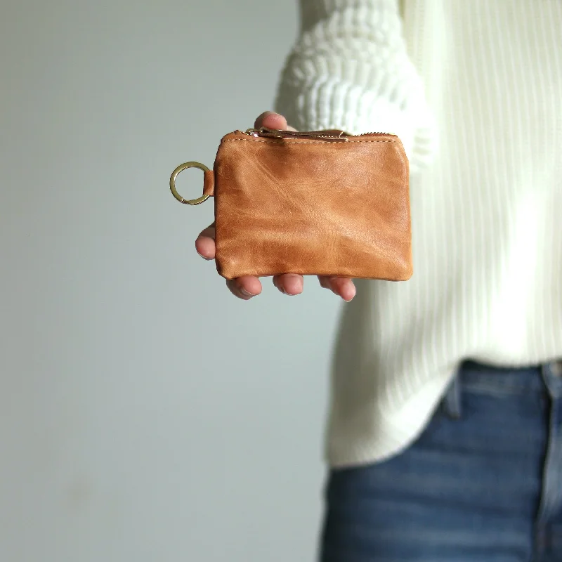 Leather Keyring Coin Purse with Monogram - Honey Brown Pull-Up Timeless Handbags At Reduced Prices Leather Keyring Coin Purse with Monogram - Honey Brown Pull-Up Timeless Handbags At Reduced Prices