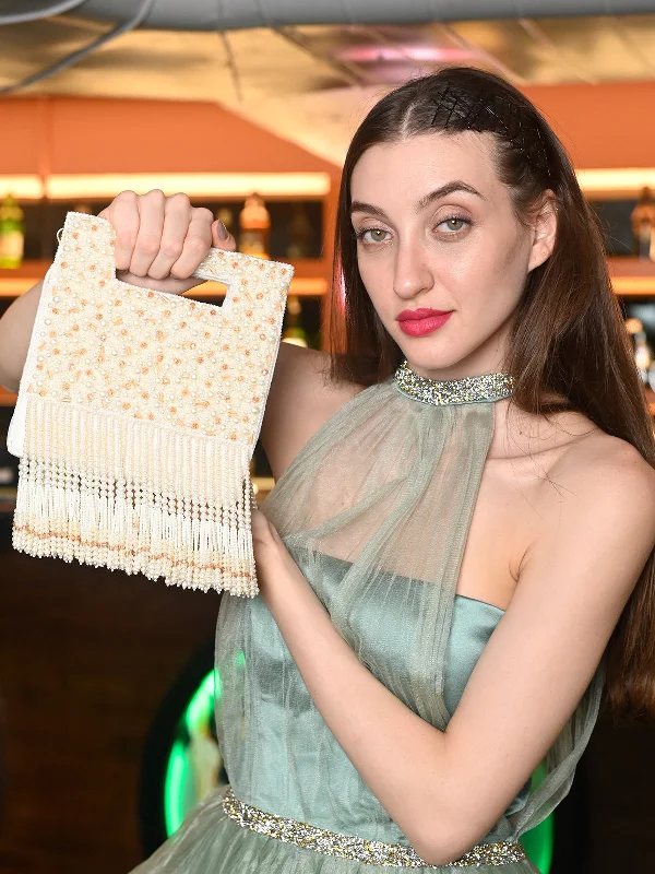 Odette White Cutdana Structured Clutch For Women Huge Handbag Markdowns – Update Your Collection Now Odette White Cutdana Structured Clutch For Women Huge Handbag Markdowns – Update Your Collection Now