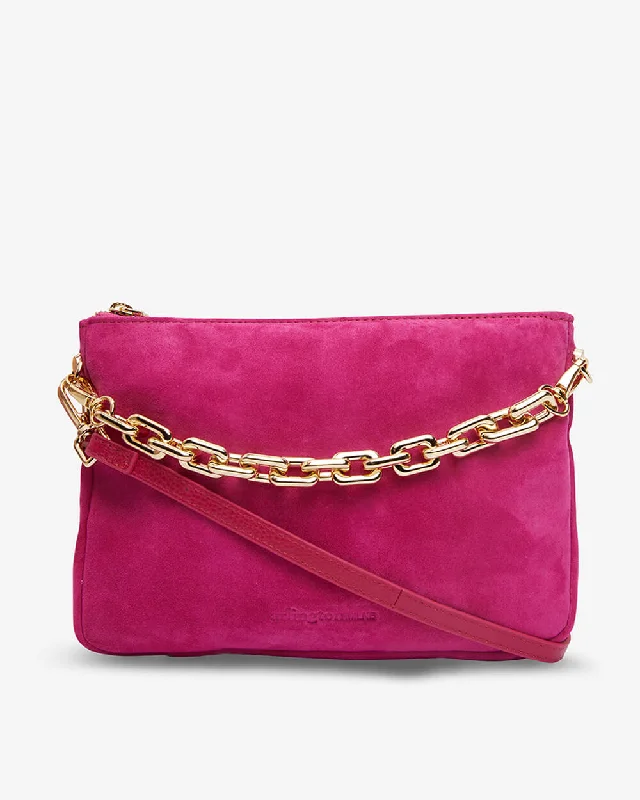 Samantha Crossbody - Hot Pink Suede Iconic Handbags At Unbeatable Prices